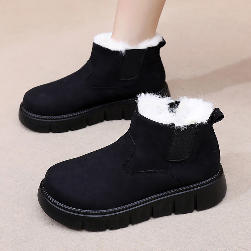 2026 Women’s Slip-On Winter Snow Boots – Warm Fur Lining, Non-Slip Sole & Platform Comfort