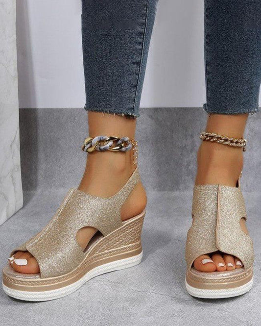 Melarey Fish Mouth Glitter Sandals