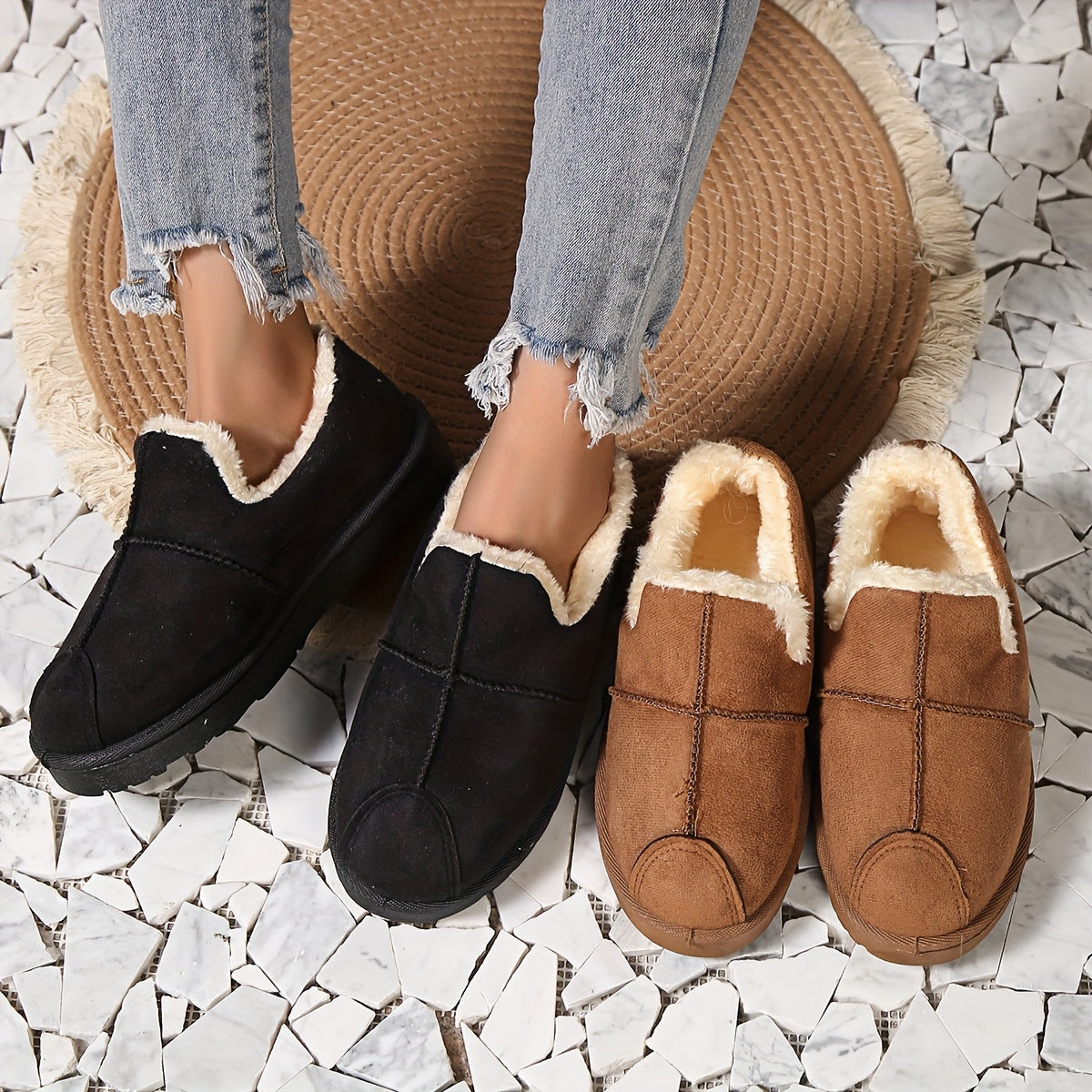 🔥Last Day 50% OFF -Fur Lined Thermal Soft Thick Sole Snow Shoes-Buy 2 Free Shipping