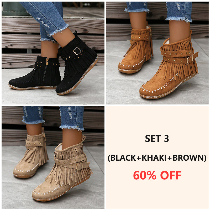 🔥Last Day 55% Discount-2023 New Short Sleeve Orthopedic Women's Tassel Boots-Buy 2 Free Shipping