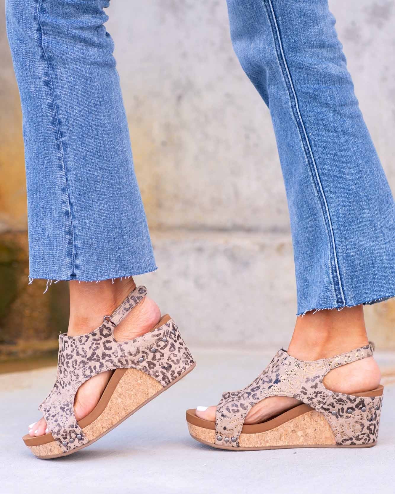 Melarey Leopard Wedge Sandals
