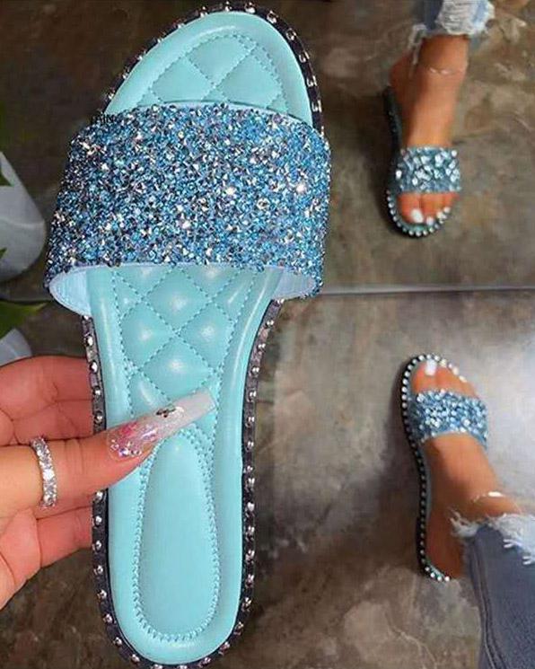 Melarey Glittering Rhinestone Slippers
