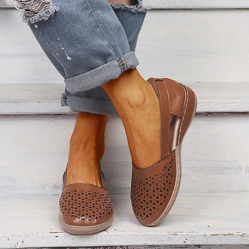 Women’s Breathable Cutout Comfort Shoes – Lightweight Slingback Walking Flats
