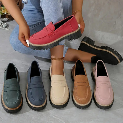 Women’s Comfortable Everyday Loafers – Cushioned Platform Sole with Timeless Style