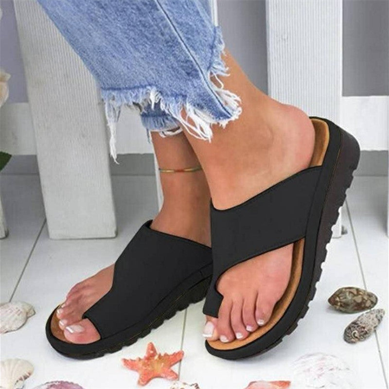 🔥Flash Sale 60% OFF🔥Women Comfy PU Leather Shoes Big Toe Foot Correction Sandal Orthopedic Bunion Corrector
