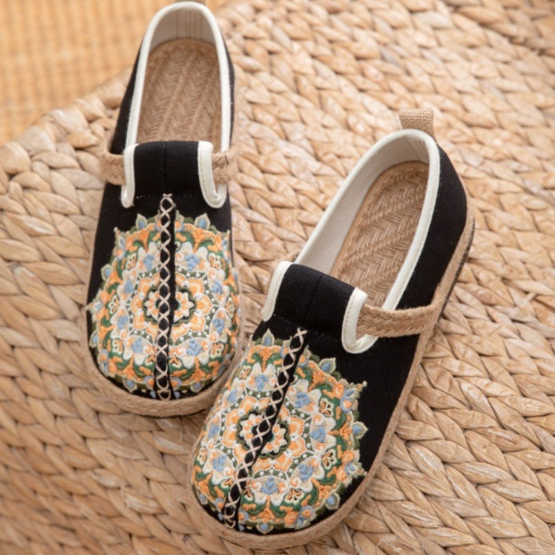 Women's Floral Embroidered Linen Comfort Flats-✈️Buy 2 Free Shipping✈️