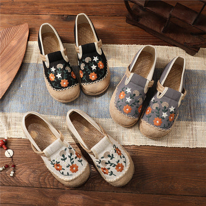 Women's Summer Linen Flats with Floral Embroidery – Breathable & Comfortable-✈️Buy 2 Free Shipping✈️