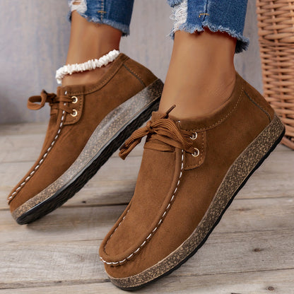 Women's Casual Suede Flats – Comfy Everyday Loafers with Arch Support