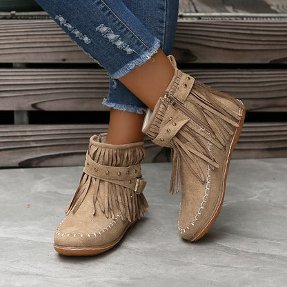 🔥Last Day 55% Discount-2023 New Short Sleeve Orthopedic Women's Tassel Boots-Buy 2 Free Shipping