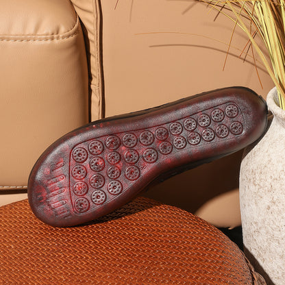 Women's Summer Embossed Flat Loafers – Breathable Square-Toe Slip-On Shoes
