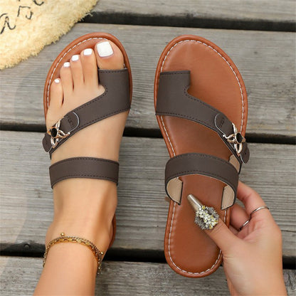 Women's Toe Loop Flat Sandals – New Summer Style with Fashionable & Comfortable Fit