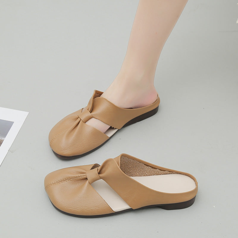 Women's Soft Leather Comfort Flats – Vintage-Inspired Slip-On Shoes