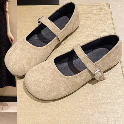 Women’s Vintage Mary Jane Flats – Suede, Adjustable Strap, All-Day Comfort