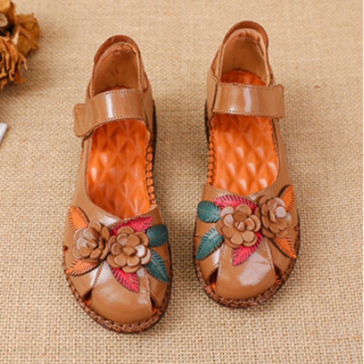 Women’s Genuine Leather Comfort Sandals – Handmade Floral Soft Non-Slip Sole