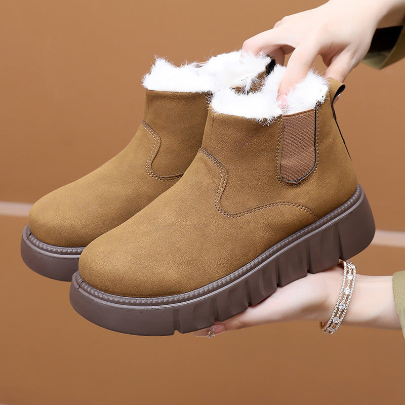 2026 Women’s Slip-On Winter Snow Boots – Warm Fur Lining, Non-Slip Sole & Platform Comfort