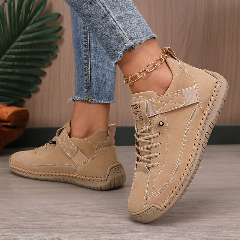 Women's Casual Solid Color Low-Top Sneakers, Outdoor Walking Shoes Suitable for Walking, Running, and Trekking