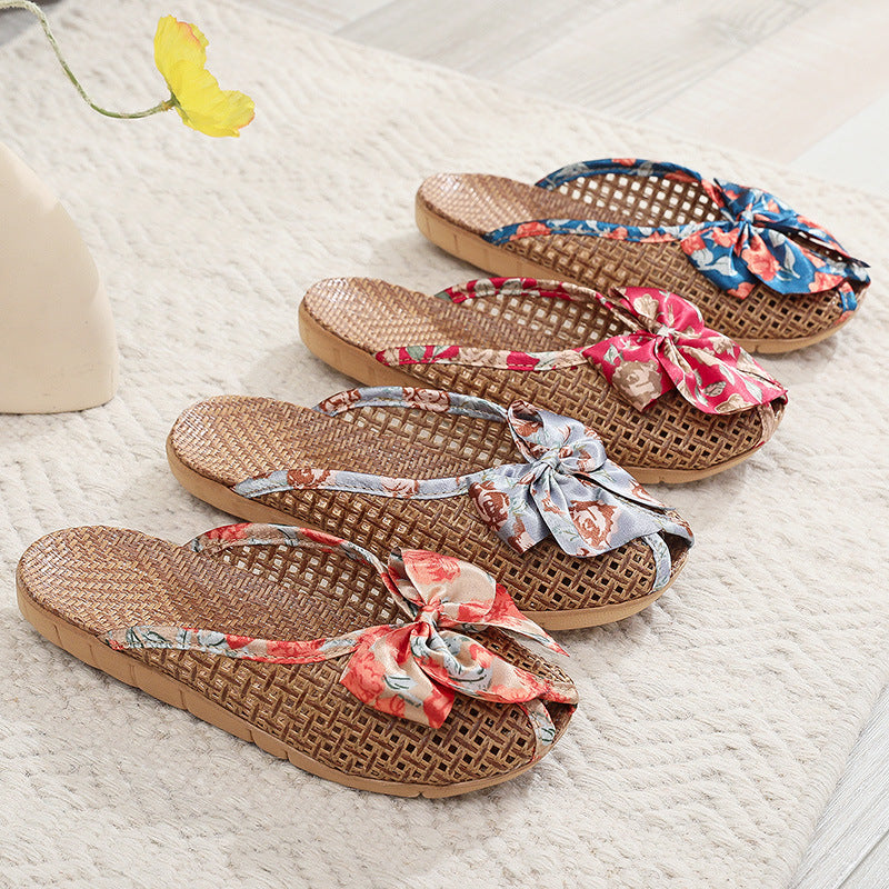 Women's Summer Woven Straw Slide Sandals – Breathable & Lightweight