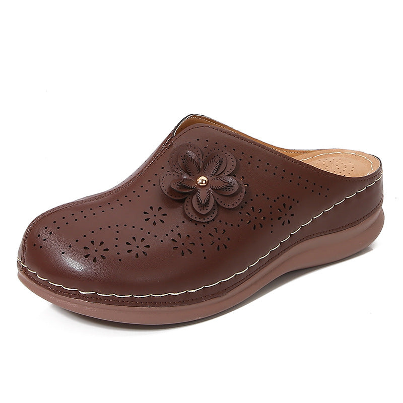 Women's Wide Fit Closed-Toe Summer Sandals – Soft Sole Slip-On Mules for Comfort
