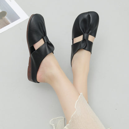 Women's Soft Leather Comfort Flats – Vintage-Inspired Slip-On Shoes