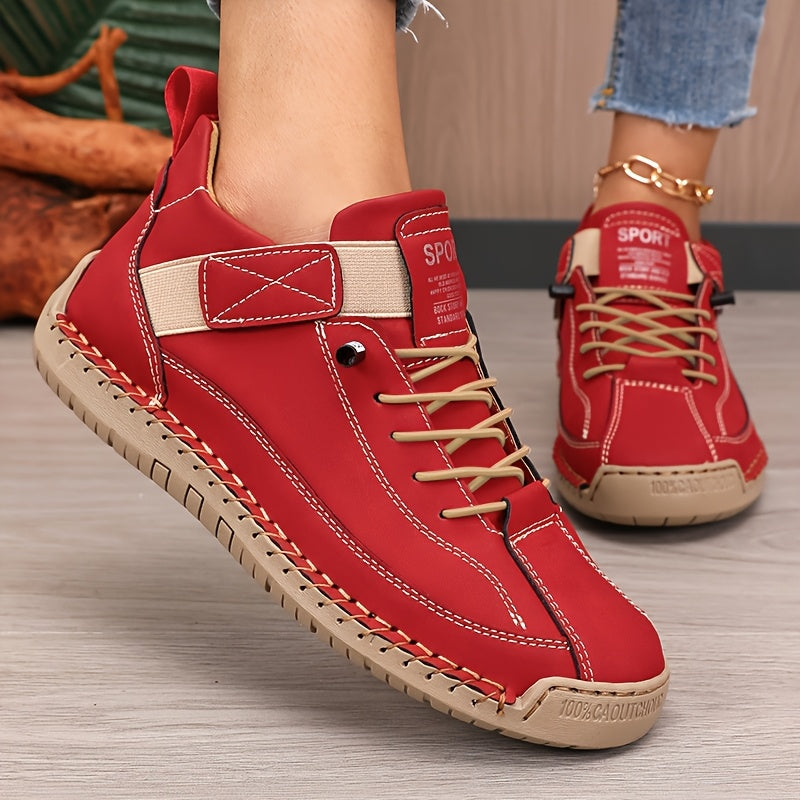 Women's Casual Solid Color Low-Top Sneakers, Outdoor Walking Shoes Suitable for Walking, Running, and Trekking