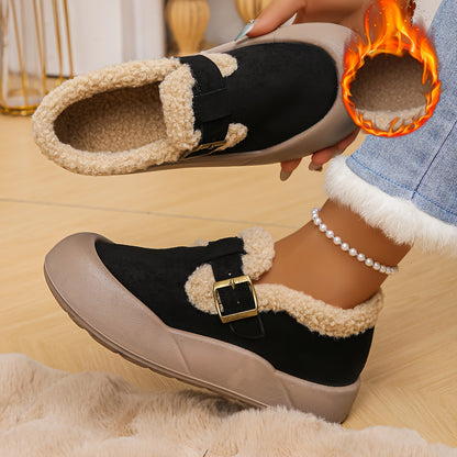 Women’s Warm Fleece-Lined Slip-On Shoes with Thick Non-Slip Sole