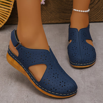 Women’s Breathable Cutout Wedge Sandals – Adjustable Strap Comfort Shoes