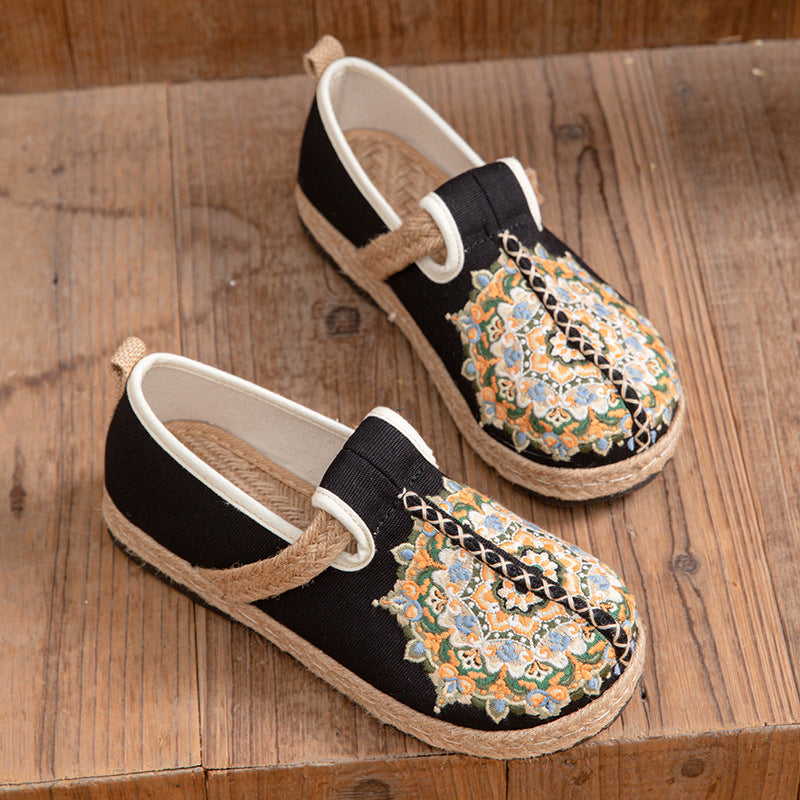 Women's Floral Embroidered Linen Comfort Flats-✈️Buy 2 Free Shipping✈️