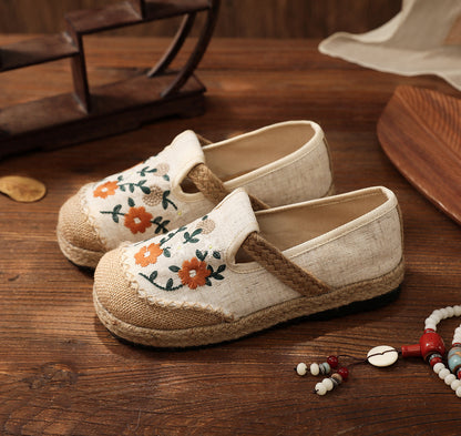 Women's Summer Linen Flats with Floral Embroidery – Breathable & Comfortable-✈️Buy 2 Free Shipping✈️
