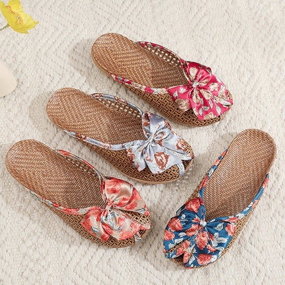 Women's Summer Woven Straw Slide Sandals – Breathable & Lightweight