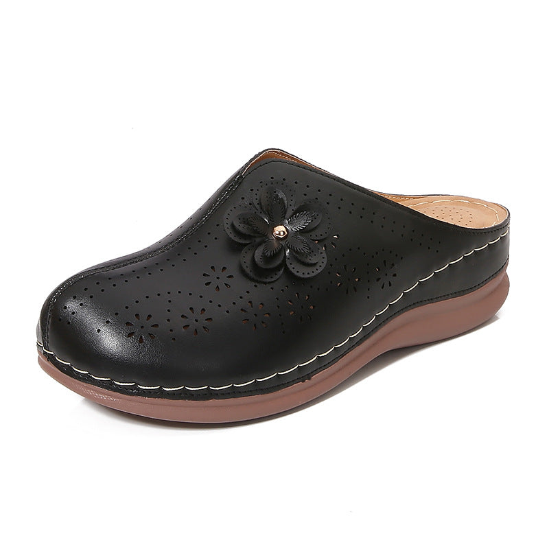 Women's Wide Fit Closed-Toe Summer Sandals – Soft Sole Slip-On Mules for Comfort