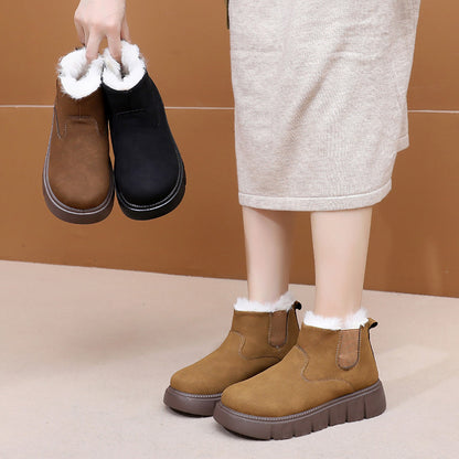 2026 Women’s Slip-On Winter Snow Boots – Warm Fur Lining, Non-Slip Sole & Platform Comfort