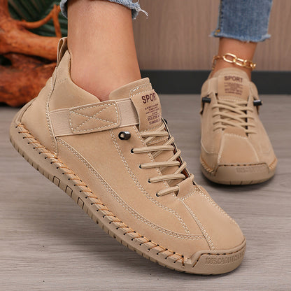 Women's Casual Solid Color Low-Top Sneakers, Outdoor Walking Shoes Suitable for Walking, Running, and Trekking