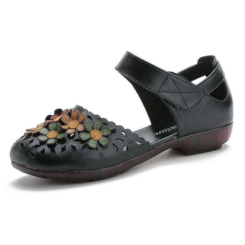 Women’s Handmade Leather Sandals – Floral Comfort Soft Sole Summer Shoes