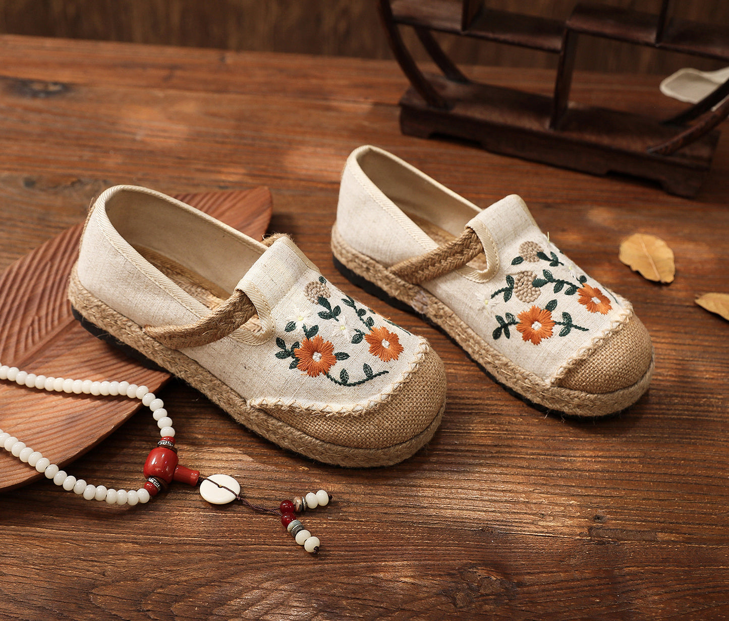 Women's Summer Linen Flats with Floral Embroidery – Breathable & Comfortable-✈️Buy 2 Free Shipping✈️