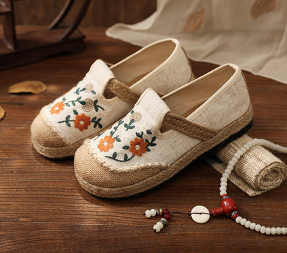 Women's Summer Linen Flats with Floral Embroidery – Breathable & Comfortable-✈️Buy 2 Free Shipping✈️