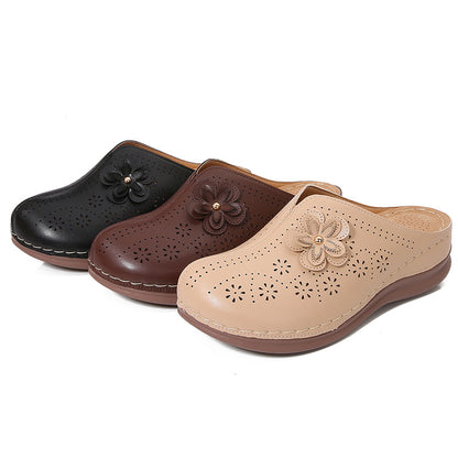 Women's Wide Fit Closed-Toe Summer Sandals – Soft Sole Slip-On Mules for Comfort