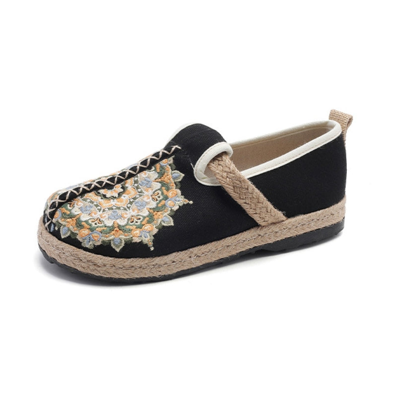 Women's Floral Embroidered Linen Comfort Flats-✈️Buy 2 Free Shipping✈️
