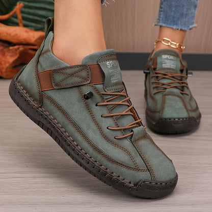 Women's Casual Solid Color Low-Top Sneakers, Outdoor Walking Shoes Suitable for Walking, Running, and Trekking