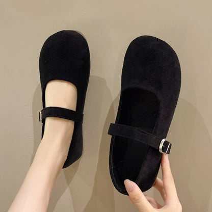 Women’s Vintage Mary Jane Flats – Suede, Adjustable Strap, All-Day Comfort