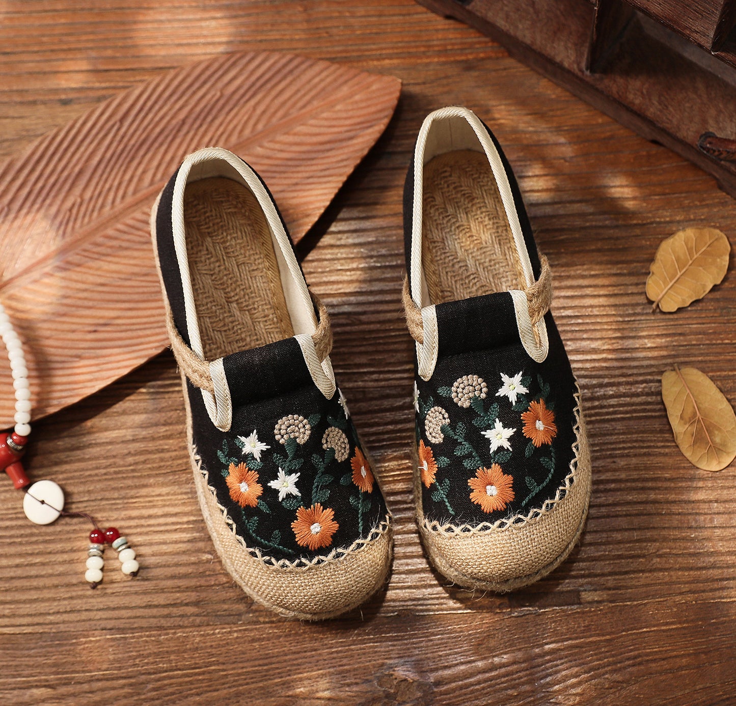 Women's Summer Linen Flats with Floral Embroidery – Breathable & Comfortable-✈️Buy 2 Free Shipping✈️