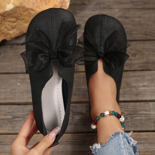 Women's Vintage Mary Jane Flats – 2026 New Round-Toe Soft Sole Shoes with Bow Detail