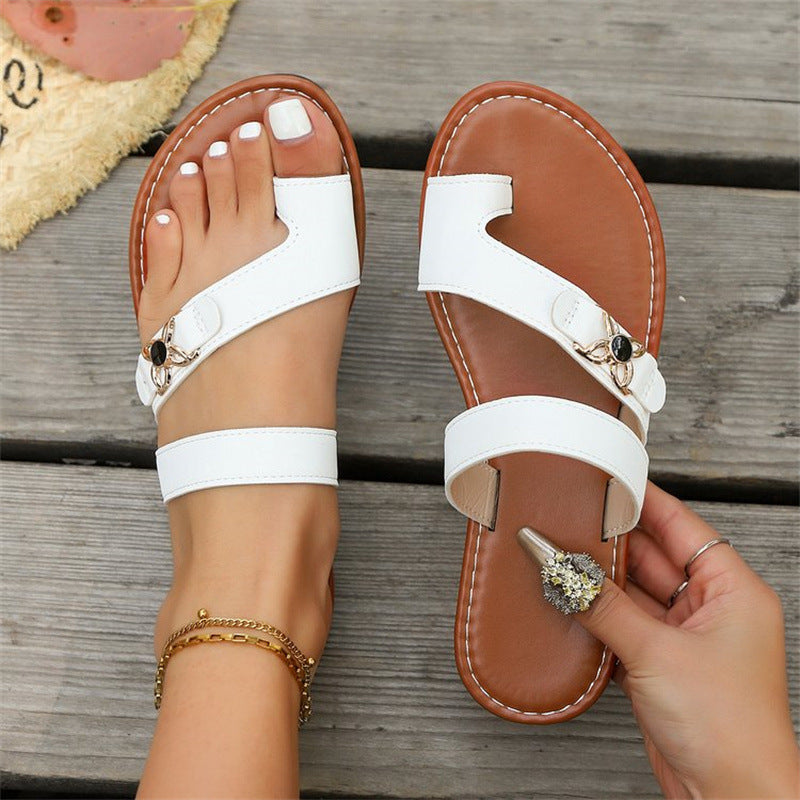 Women's Toe Loop Flat Sandals – New Summer Style with Fashionable & Comfortable Fit
