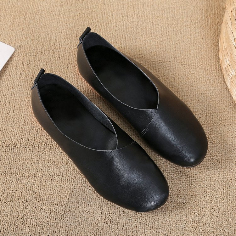 Vintage Handmade Leather Flats – Comfortable Fall Shoes for Women