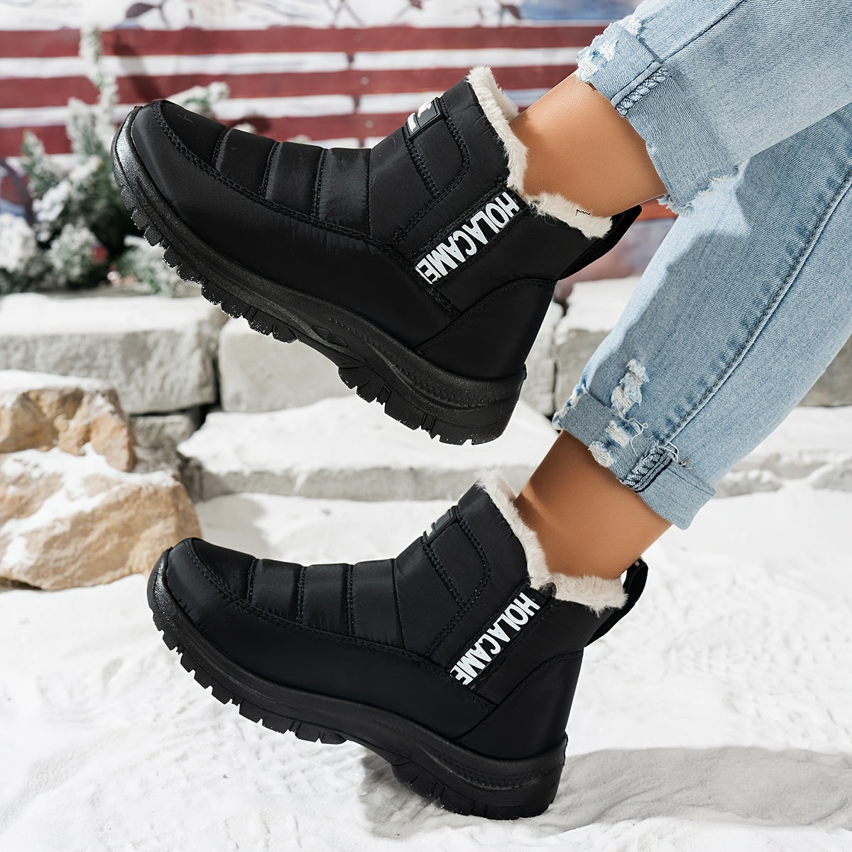 Women’s Durable Fleece-Lined Boots – Warm, Wear-Resistant & Easy to Walk In