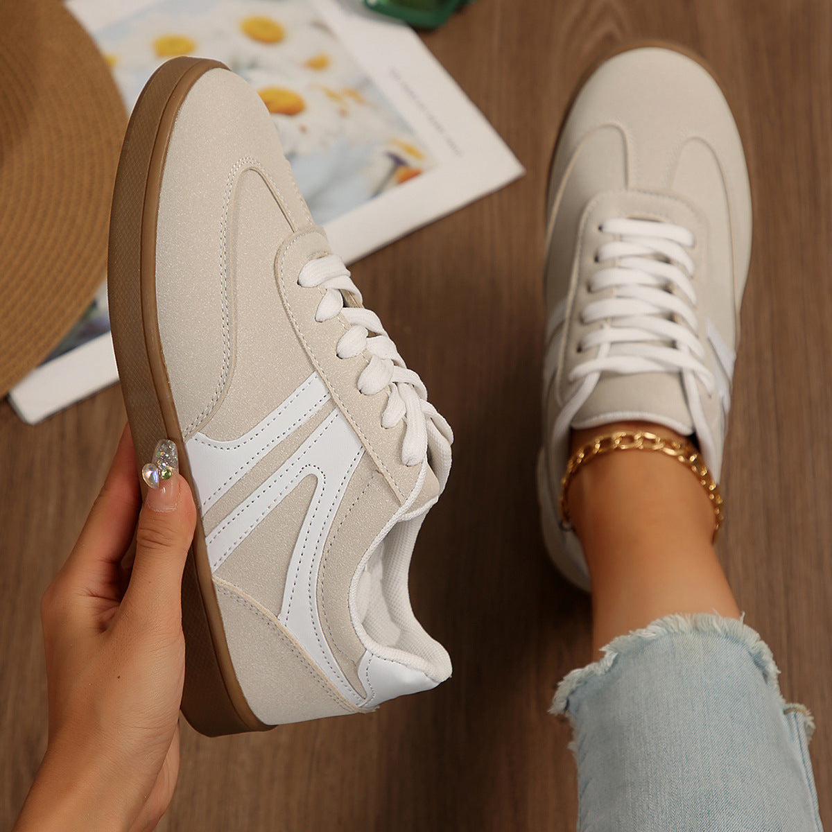 Women’s Vintage Casual Platform Sneakers – Comfortable Round Toe & Easy-to-Match Style