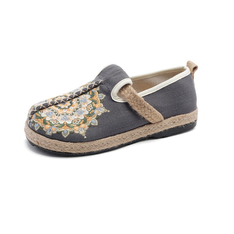 Women's Floral Embroidered Linen Comfort Flats-✈️Buy 2 Free Shipping✈️