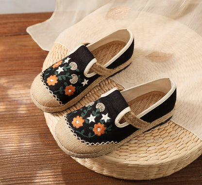 Women's Summer Linen Flats with Floral Embroidery – Breathable & Comfortable-✈️Buy 2 Free Shipping✈️
