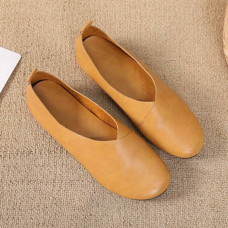 Vintage Handmade Leather Flats – Comfortable Fall Shoes for Women
