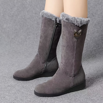 Women’s Winter Comfort Boots – Mid-Calf, Flat Anti-Slip Sole with Soft Fleece Interior