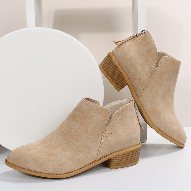🔥LAST DAY 60% OFF🎉-Women's Comfortable Low Heel Ankle Zipper Chunky Boots -Buy two free shipping